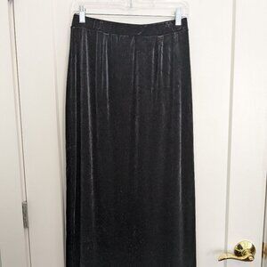 LRL Ralph Lauren Black Velvet Skirt Large Straight Retro Romance Midi Whimsigoth